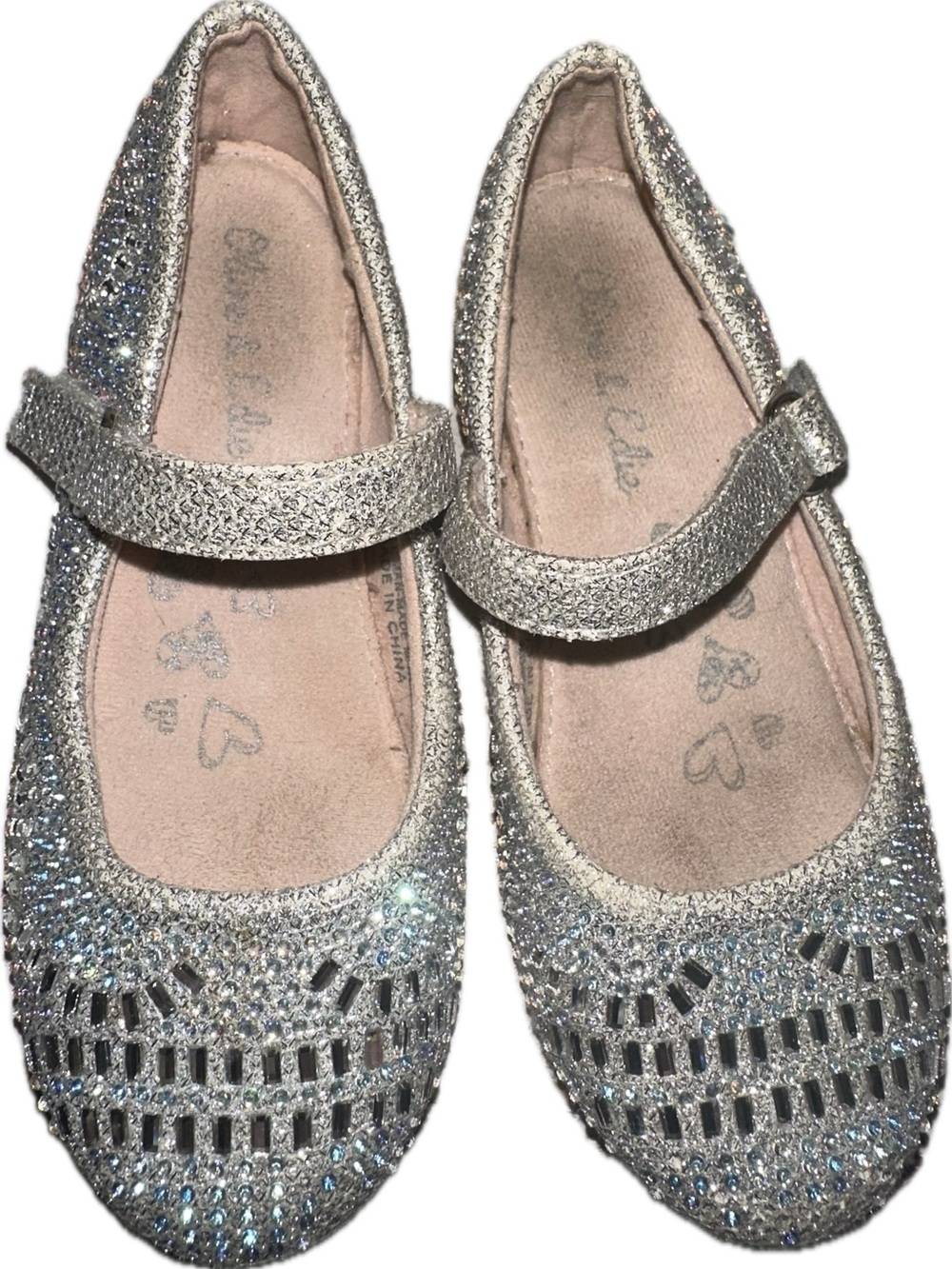 Adorable OLIVE & EDIE GLITZIE - Mary Jane Flat Girls Shoes, Size 8